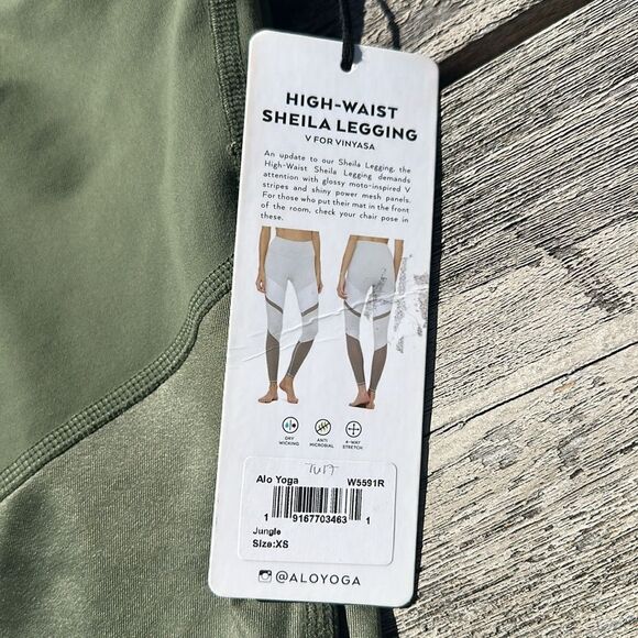 Alo Yoga Sheila High-waist Mesh-inset Leggings Jungle Green XS NWT $112 Revolve - Picture 4 of 6